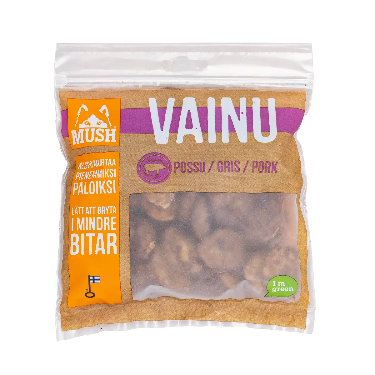 MUSH VAINU Træningsgodbidder Gris 150 g - sunde frysetørrede hundesnacks